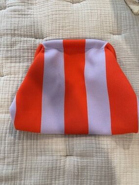 Striped Knit Clutch in Bright Orange and Light Lavender